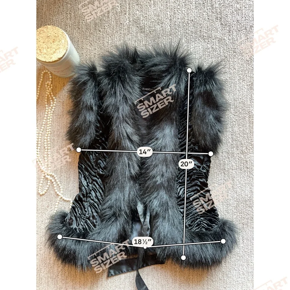 BEBE Faux Fur Trim Vest Textured Open Front XS #14 - Picture 8 of 8